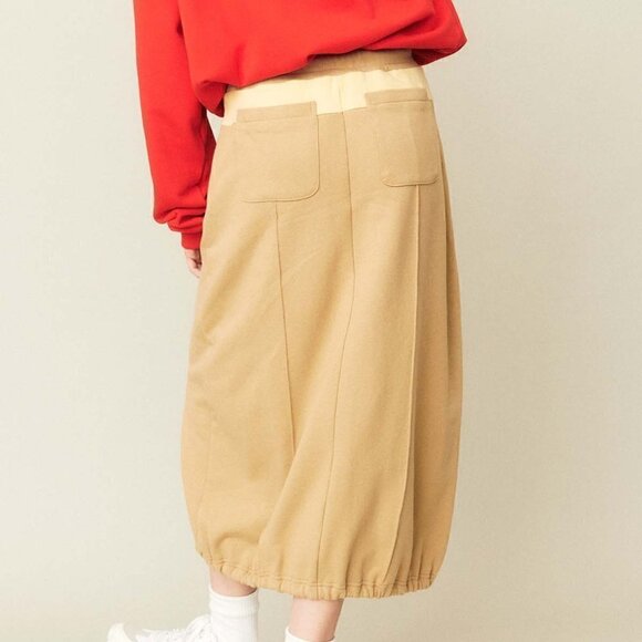 KIJUN NEO-STANDARD WILD ROSE JERSEY SKIRT BEIGE SIZE S KOREAN BRAND - Picture 2 of 13